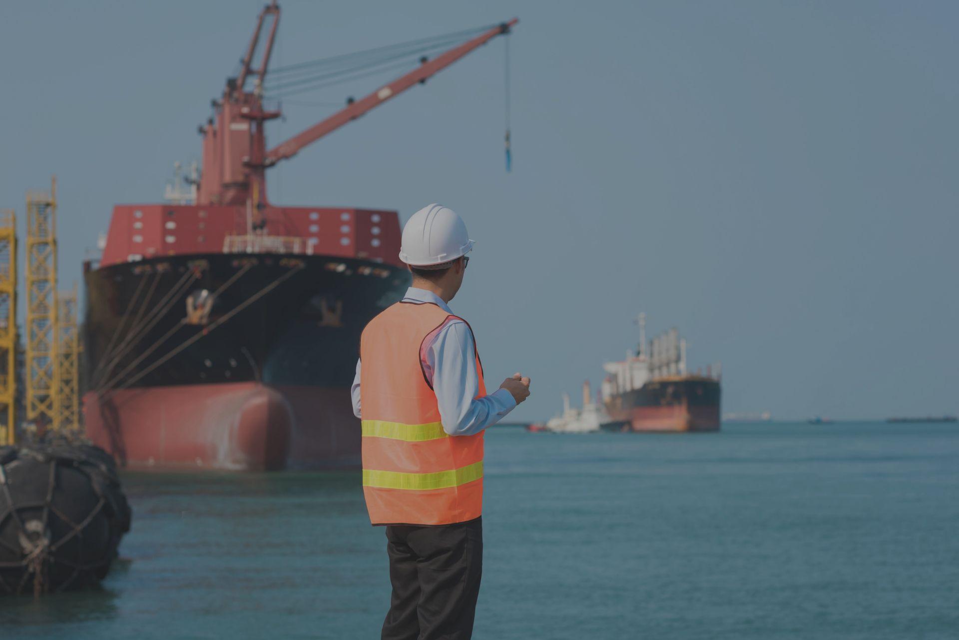 Project cargo and containers at a port terminal