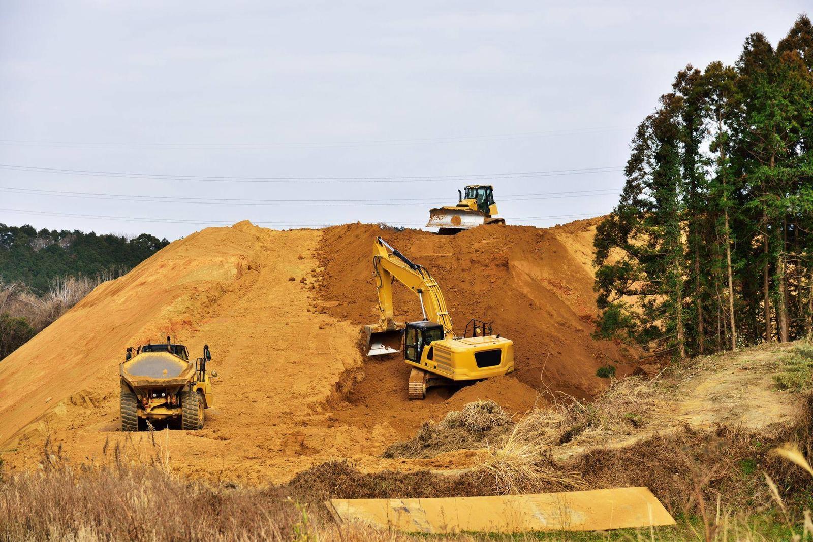 Construction machinery working at a job site