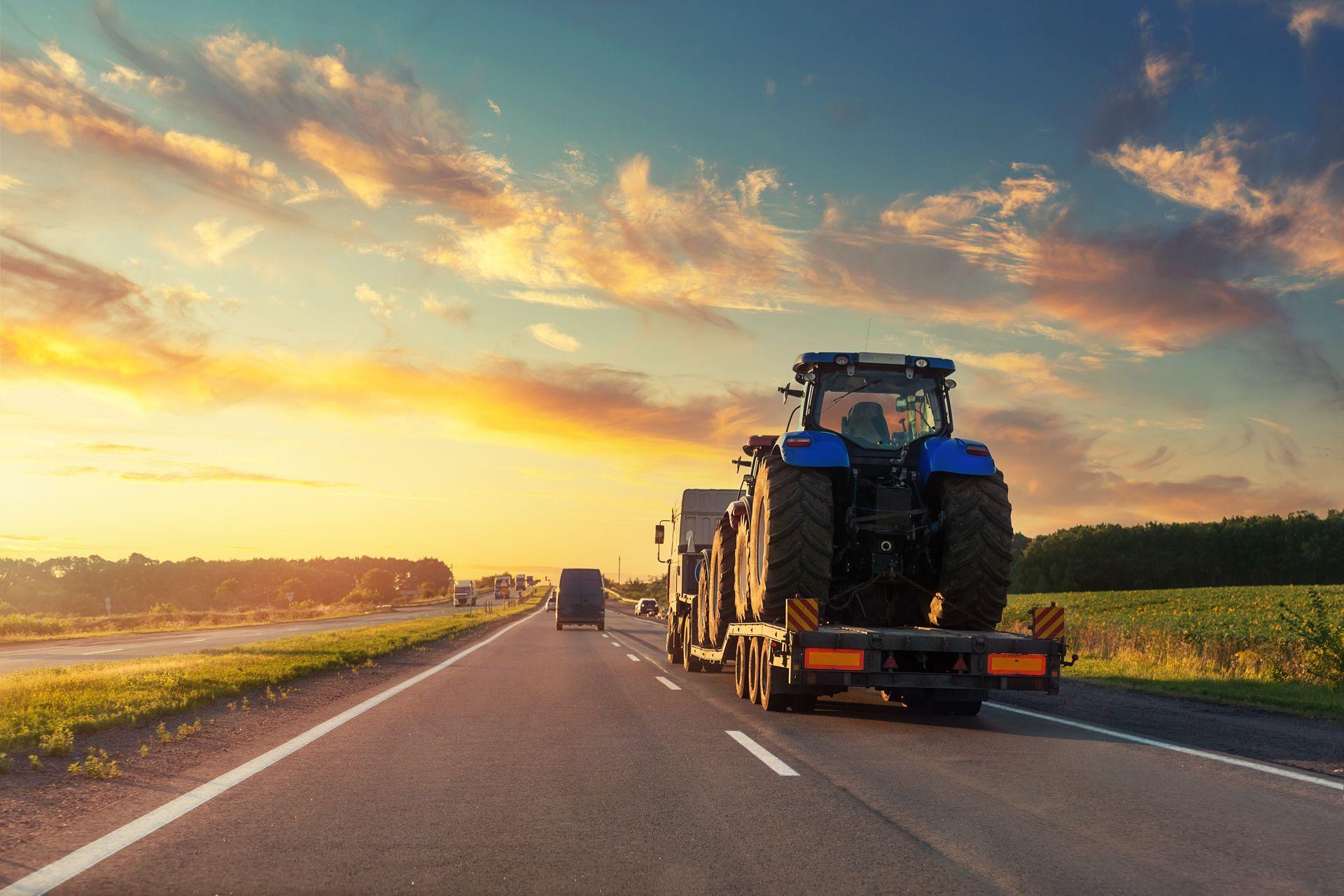 Equipment hauled on highway